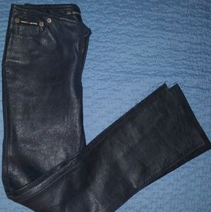 GENUINE BLACK WOMEN'S   LATHER PANTS DKNY JEANS SI